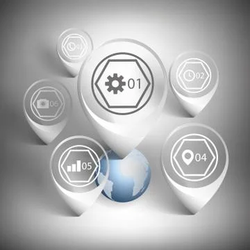 Map pointers set. White icon templates vector イラスト素材