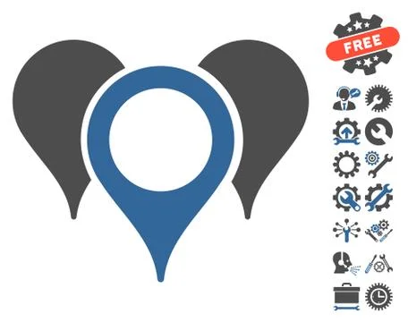 Map Pointers Vector Icon With Tools Bonus Stock Illustration