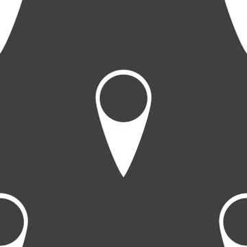 Map pointers web icon. flat design. Seamless gray pattern. Illustrazione stock