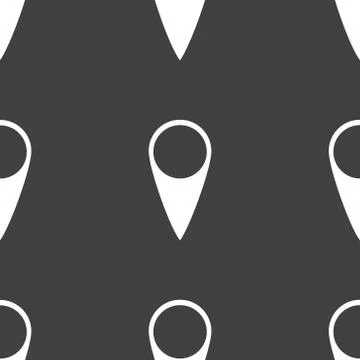 Map pointers web icon. flat design. Seamless gray pattern. Illustrazione stock