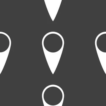 Map pointers web icon. flat design. Seamless gray pattern. Stock Illustration