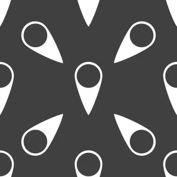Map pointers web icon. flat design. Seamless gray pattern. Stock Illustration