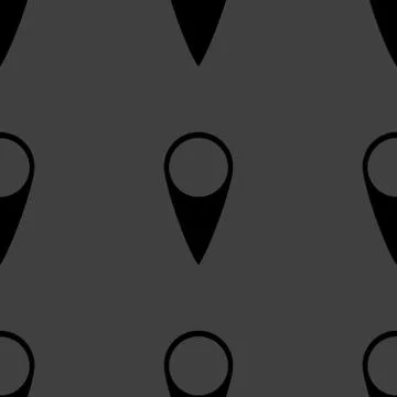 Map pointers web icon. flat design. Seamless gray pattern. Illustrazione stock