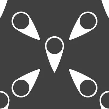 Map pointers web icon. flat design. Seamless gray pattern. Stock Illustration