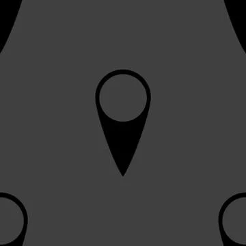 Map pointers web icon. flat design. Seamless gray pattern. Stock Illustration