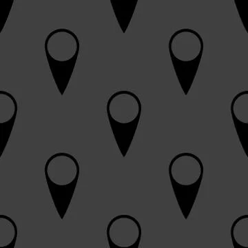 Map pointers web icon. flat design. Seamless gray pattern. Illustrazione stock