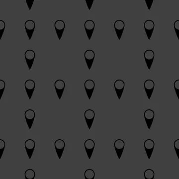 Map pointers web icon. flat design. Seamless gray pattern. Stock Illustration