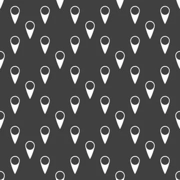 Map pointers web icon. flat design. Seamless gray pattern. 库存插图