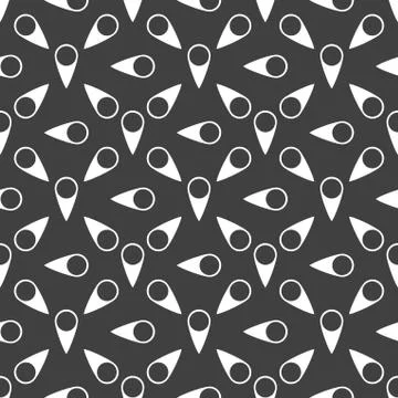 Map pointers web icon. flat design. Seamless gray pattern. Illustrazione stock