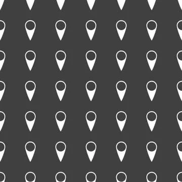 Map pointers web icon. flat design. Seamless gray pattern. Stock Illustration