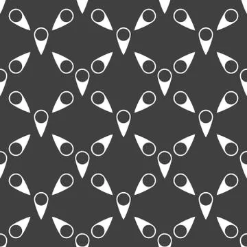 Map pointers web icon. flat design. Seamless gray pattern. Illustrazione stock