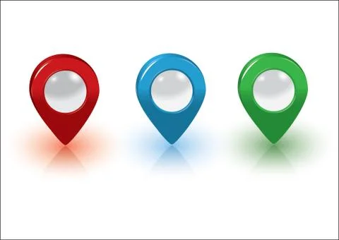 Map pointers on white background, vector Stock Illustration