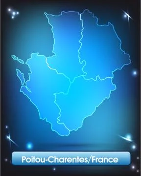 Map of poitou-charentes with borders with bright colors Stock Illustration