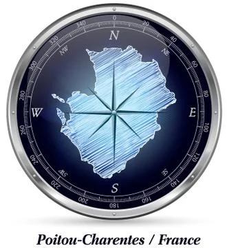 Map of poitou-charentes with borders Stock Illustration