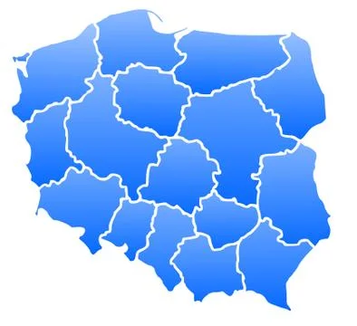 Map of Poland in a blue colour isolated Stock Illustration