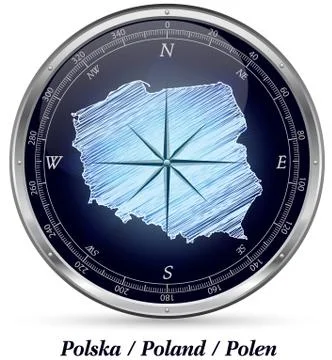 Map of poland with borders Stock Illustration