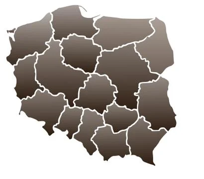 Map of Poland in a brown colour isolated Stock Illustration