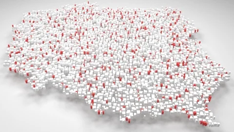 Map of Poland - Europe Stock Footage 91368086