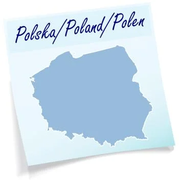 Map of poland as sticky note Stock Illustration