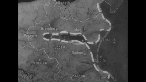 Map of Polish defensive pocket Stock Footage 103389466