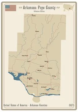 Map of Pope County in Arkansas Stock Illustration