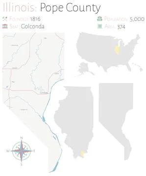 Map of Pope County in Illinois Stock Illustration