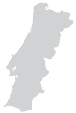 Map of portugal with borders in gray Stock Illustration