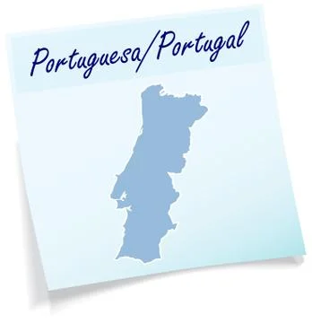 Map of portugal as sticky note Stock Illustration