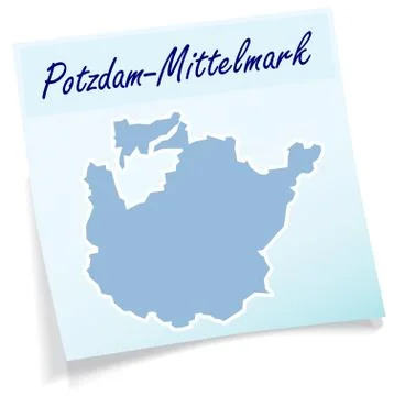 Map of potsdam-mittelmark as sticky note Stock Illustration