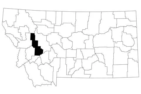 Map of Powell County in Montana state on white background. single County ma.. Illustrazione stock