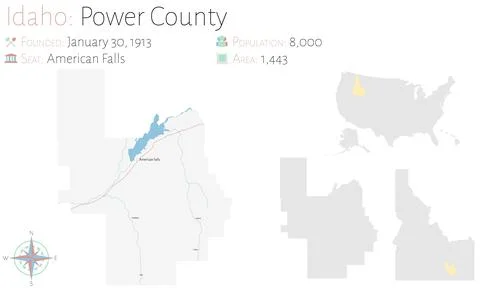 Map of Power County in Idaho Stock Illustration