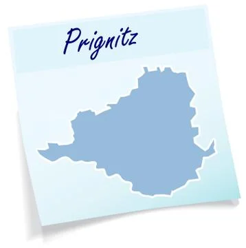 Map of prignitz as sticky note Stock Illustration