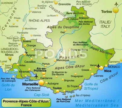 Map of provence-alpes-cote d azur Stock Illustration