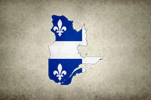 Map of the province of Quebec with its flag on a paper Stock Illustration