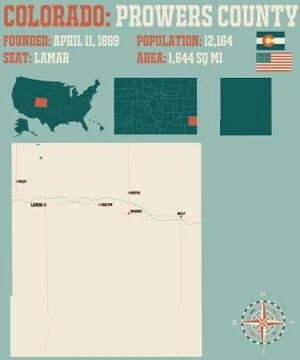 Map of Prowers County in Colorado Stock Illustration