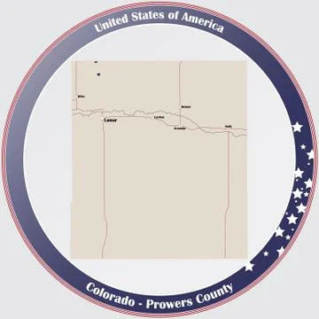 Map of Prowers County in Colorado Stock Illustration