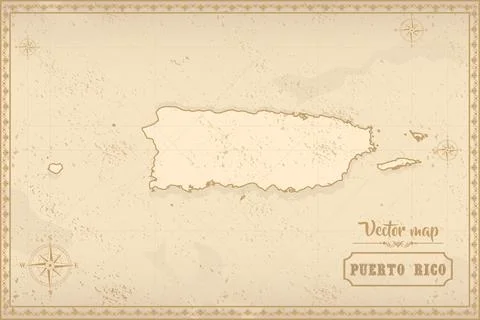 Map of Puerto Rico in the old style Stock Illustration