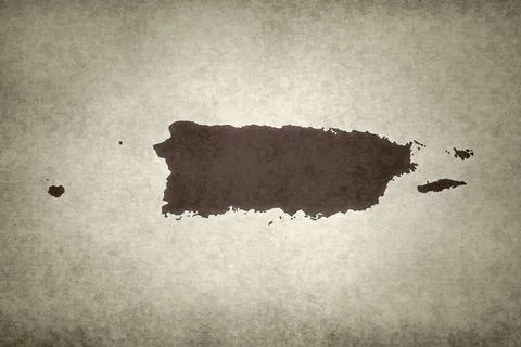 Map of Puerto Rico on a paper Stock Illustration