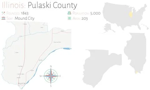 Map of Pulaski County in Illinois Stock Illustration
