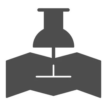 Map with push pin solid icon. Location pointer vector illustration isolated on Stock Illustration