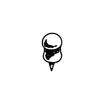 Map pushpin marker or navigation symbol, sketch vector illustration isolated. Illustrazione stock