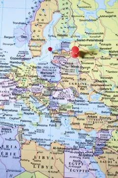 Map with pushpin Stock Photos