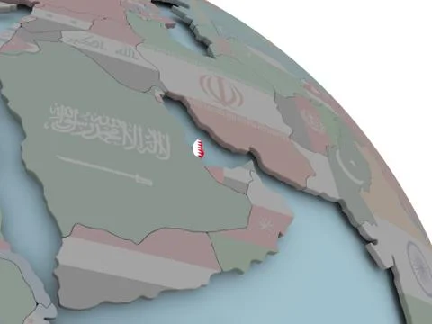 Map of Qatar with flag Stock Illustration