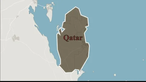 Map Of Qatar Stock Footage 294082544