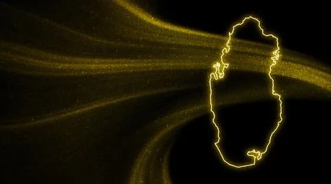 Map of Qatar, Gold glitter map Stock Illustration