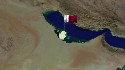 Map of Qatar, middle east with Qatari flag 스톡 동영상 231399526