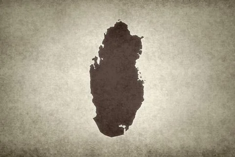 Map of Qatar on a paper Stock Illustration