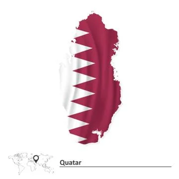 Map of Quatar with flag Stock Illustration