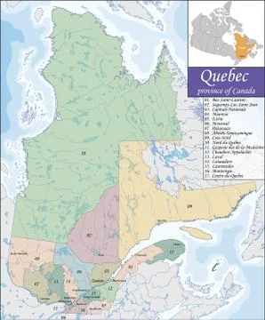Map of Quebec Stock Illustration