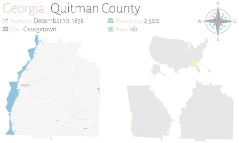Map of Quitman County in Georgia Stock Illustration